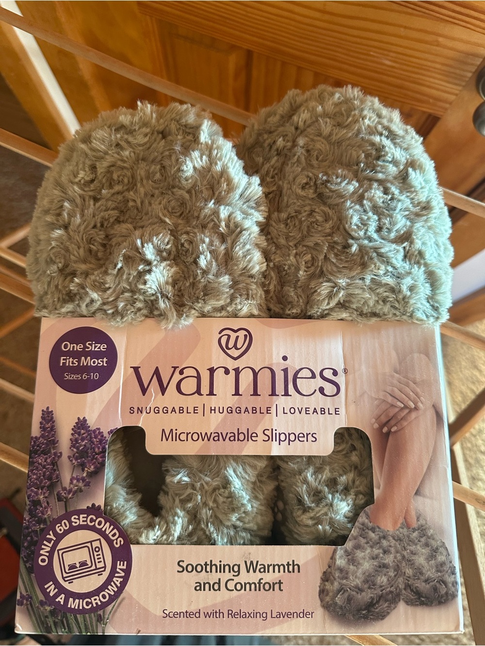 Microwavable Slippers - Lavender Scented Plush Slippers - sage